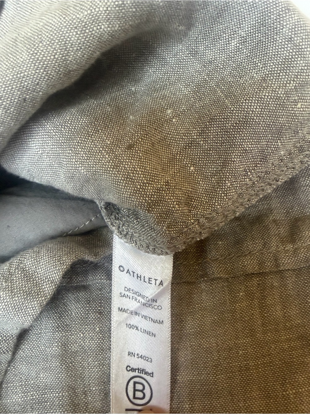 Athleta 100% Linen 4" Shorts Gray 100% Linen Drawstring Size 4 - Picture 5 of 6